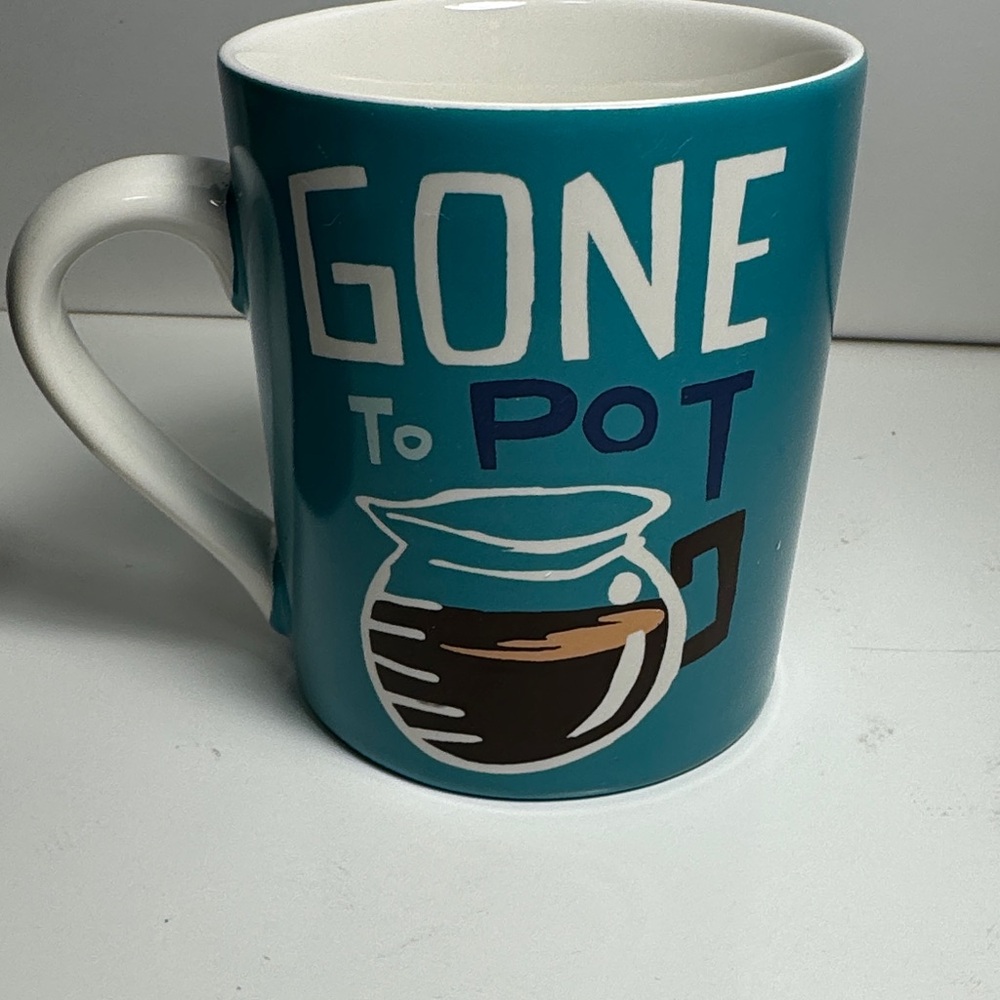 Teal 'Gone to Pot' Coffee Mug by little blue house